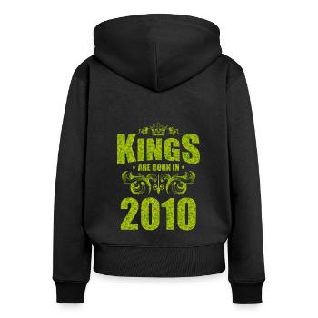 les rois naissent en 2010 - Sweat à capuche zippé Premium bio Femme - noir - Dos - Julia (174cm)