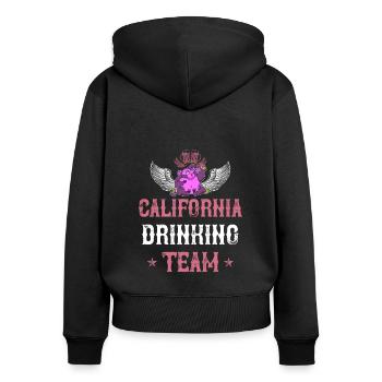 Équipe de consommation d’alcool en Californie - Sweat à capuche zippé Premium bio Femme - noir - Dos - Julia (174cm)