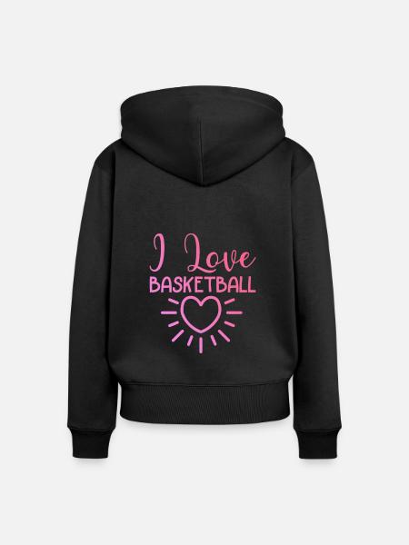 Ich liebe Basketball - Frauen Premium Bio Zip Hoodie - Schwarz