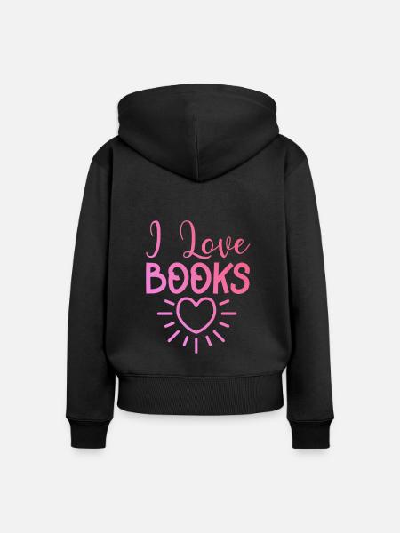 Ich liebe Bücher - Frauen Premium Bio Zip Hoodie - Schwarz