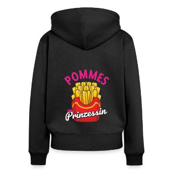 Pommes Prinzessin French Fries Fritten Ketchup Ges - Frauen Premium Bio Zip Hoodie - Schwarz - Hinten - Julia (174cm)