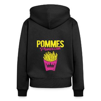 Pommes Prinzessin French Fries Fritten Ketchup Ges - Frauen Premium Bio Zip Hoodie - Schwarz - Hinten - Julia (174cm)