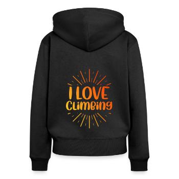 Ich liebe Klettern - Frauen Premium Bio Zip Hoodie - Schwarz - Hinten - Julia (174cm)