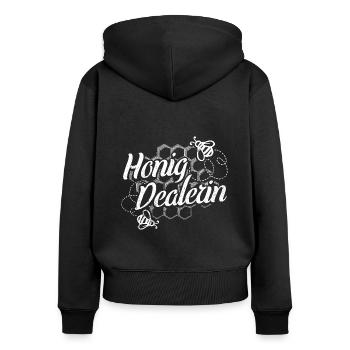 Honig Dealerin - Imkerin Honigdealer Biene Geschen - Frauen Premium Bio Zip Hoodie - Schwarz - Hinten - Julia (174cm)