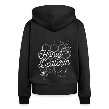 Honig Dealerin - Imkerin Honigdealer Bienen Gesche - Frauen Premium Bio Zip Hoodie - Schwarz - Hinten - Julia (174cm)
