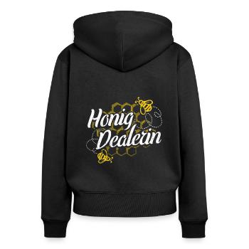 Honig Dealerin - Imkerin Honigdealer Biene Geschen - Frauen Premium Bio Zip Hoodie - Schwarz - Hinten - Julia (174cm)