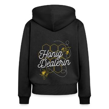 Honig Dealerin - Imkerin Honigdealer Bienen Gesche - Frauen Premium Bio Zip Hoodie - Schwarz - Hinten - Julia (174cm)