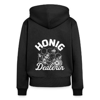 Honig Dealerin - Imkerin Honigdealer Biene Geschen - Frauen Premium Bio Zip Hoodie - Schwarz - Hinten - Julia (174cm)