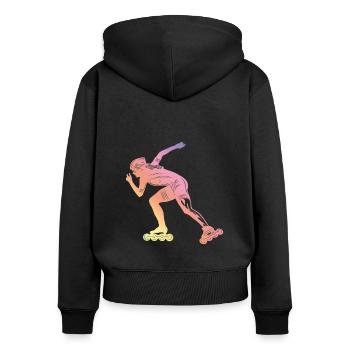 Patins à roues alignées Silhoette - Sweat à capuche zippé Premium bio Femme - noir - Dos - Julia (174cm)