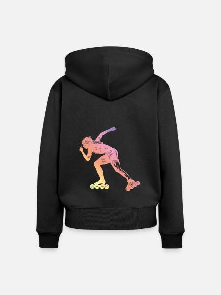 Inline Skates Silhoette - Frauen Premium Bio Zip Hoodie - Schwarz