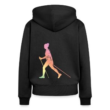 Northern Walking silhouette - Women's Premium Organic Zip Hoodie - black - Back - Julia (174cm)
