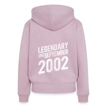 20th Birthday Gift Legendary Since September 2002 - Frauen Premium Bio Zip Hoodie - Altrosa - Hinten - Julia (174cm)
