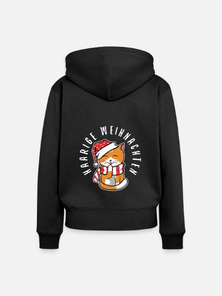 Haarige weihnachten - Frauen Premium Bio Zip Hoodie - Schwarz
