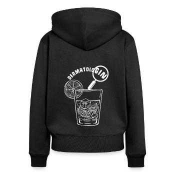 DermatoliGIN Dermatologie Studentin Gin Liebhaberi - Frauen Premium Bio Zip Hoodie - Schwarz - Hinten - Julia (174cm)