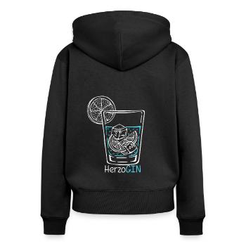 GIN HerzoGIN - Geschenk für Gin Liebhaberin Gin - Frauen Premium Bio Zip Hoodie - Schwarz - Hinten - Julia (174cm)