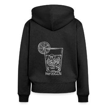 GIN HerzoGIN - Geschenk für Gin Liebhaberin Verkos - Frauen Premium Bio Zip Hoodie - Schwarz - Hinten - Julia (174cm)