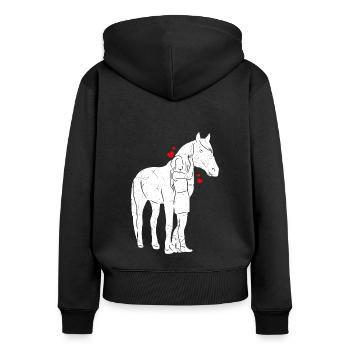 Reiterin Pferd Reiten Reiterin Geschenk Pferdelieb - Frauen Premium Bio Zip Hoodie - Schwarz - Hinten - Julia (174cm)