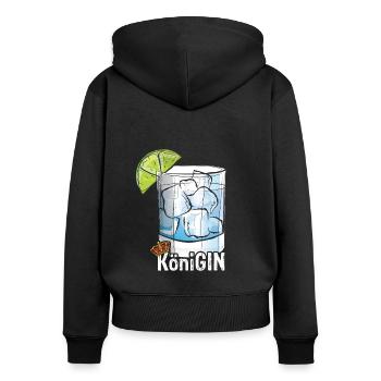 KöniGIN - Geschenk für Gin Liebhaberin Verkostunge - Frauen Premium Bio Zip Hoodie - Schwarz - Hinten - Julia (174cm)