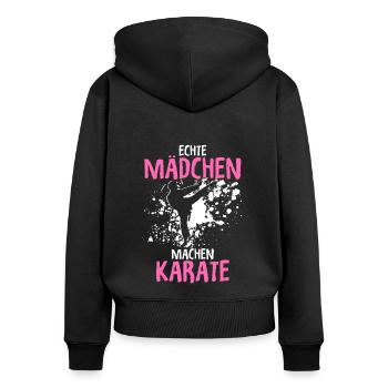 Mädchen Karate Kampfsport Geschenk - Frauen Premium Bio Zip Hoodie - Schwarz - Hinten - Julia (174cm)
