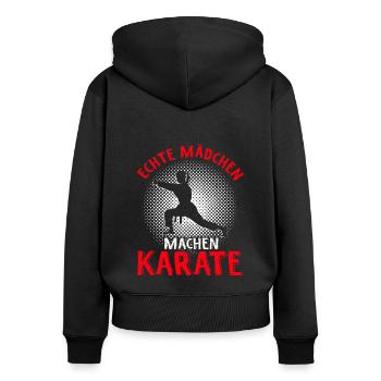 Mädchen Karate Kampfsport Geschenk - Frauen Premium Bio Zip Hoodie - Schwarz - Hinten - Julia (174cm)