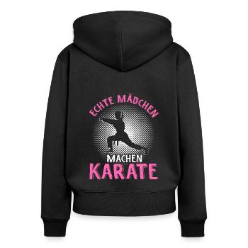 Mädchen Karate Kampfsport Geschenk - Frauen Premium Bio Zip Hoodie - Schwarz - Hinten - Julia (174cm)