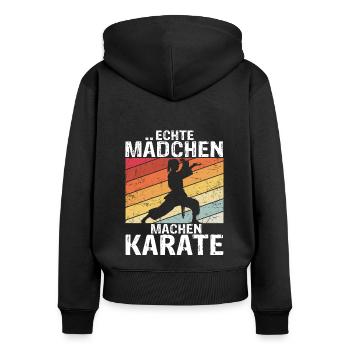 Mädchen Karate Kampfsport Geschenk - Frauen Premium Bio Zip Hoodie - Schwarz - Hinten - Julia (174cm)