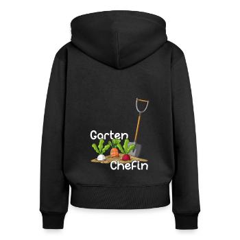 Garten Chefin Gärtnerin Ruhestand Floristin Hobbyg - Frauen Premium Bio Zip Hoodie - Schwarz - Hinten - Julia (174cm)
