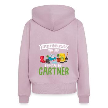Selbstversorger Mein Essen Kommt Aus Dem Garten - - Frauen Premium Bio Zip Hoodie - Altrosa - Hinten - Julia (174cm)