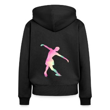 Eislaufmädchen Schlittschuh Geschenk für Eislaufkö - Frauen Premium Bio Zip Hoodie - Schwarz - Hinten - Julia (174cm)