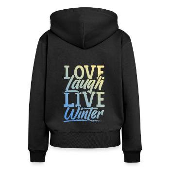 Love Live Winter - Sweat à capuche zippé Premium bio Femme - noir - Dos - Julia (174cm)