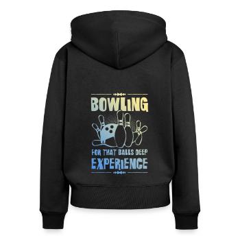 Expérience de bowling - Sweat à capuche zippé Premium bio Femme - noir - Dos - Julia (174cm)