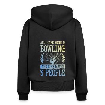 Bowling drôle de dicton - Sweat à capuche zippé Premium bio Femme - noir - Dos - Julia (174cm)