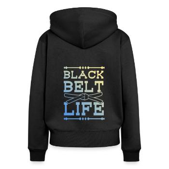 Arts martiaux ceinture noire - Sweat à capuche zippé Premium bio Femme - noir - Dos - Julia (174cm)