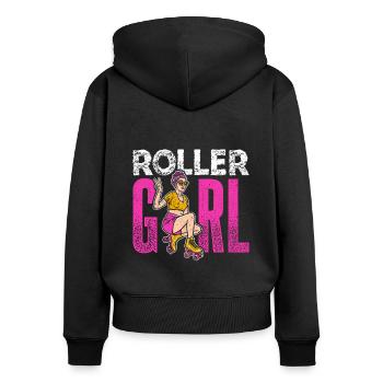 Rollschuhe Roller Girl Roller Skates Rollschuh Moi - Frauen Premium Bio Zip Hoodie - Schwarz - Hinten - Julia (174cm)