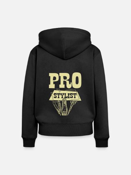 pro stylist spruch - Frauen Premium Bio Zip Hoodie - Schwarz