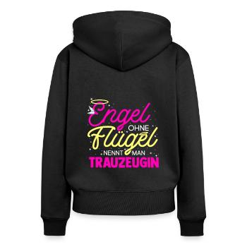 Junggesellinnenabschied Brautjungfer Hochzeit Trau - Frauen Premium Bio Zip Hoodie - Schwarz - Hinten - Julia (174cm)
