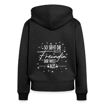 So sieht die beste Freundin der Welt aus - JGA Gir - Frauen Premium Bio Zip Hoodie - Schwarz - Hinten - Julia (174cm)