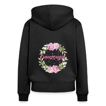 Junggesellinnenabschied Brautjungfer Hochzeit Trau - Frauen Premium Bio Zip Hoodie - Schwarz - Hinten - Julia (174cm)