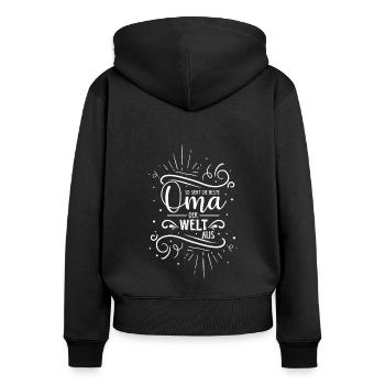 So Sieht Die Beste Oma Der Welt Aus - Geschenk Gro - Frauen Premium Bio Zip Hoodie - Schwarz - Hinten - Julia (174cm)