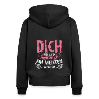Home Office Freundin Arbeit Freundschaft Lieblings - Frauen Premium Bio Zip Hoodie - Schwarz - Hinten - Julia (174cm)