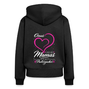 Überraschung Mama Oma Geschenk Pudezucker beste Om - Frauen Premium Bio Zip Hoodie - Schwarz - Hinten - Julia (174cm)