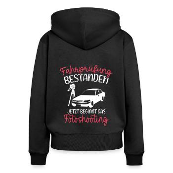 Fahrprüfung Bestanden Führerschein Fahrschüler Aut - Frauen Premium Bio Zip Hoodie - Schwarz - Hinten - Julia (174cm)
