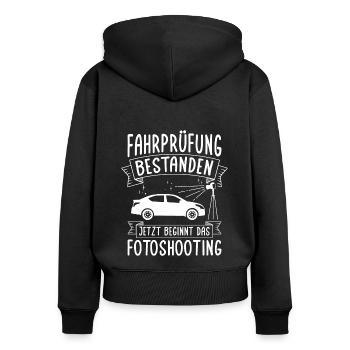 Fahrprüfung Bestanden Führerschein Fahrschüler Aut - Frauen Premium Bio Zip Hoodie - Schwarz - Hinten - Julia (174cm)