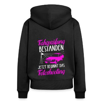 Fahrprüfung Bestanden Führerschein Fahrschüler Aut - Frauen Premium Bio Zip Hoodie - Schwarz - Hinten - Julia (174cm)
