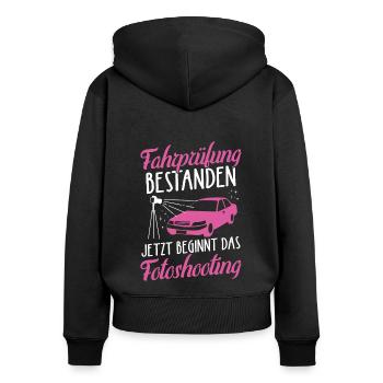 Fahrprüfung Bestanden Führerschein Fahrschüler Aut - Frauen Premium Bio Zip Hoodie - Schwarz - Hinten - Julia (174cm)