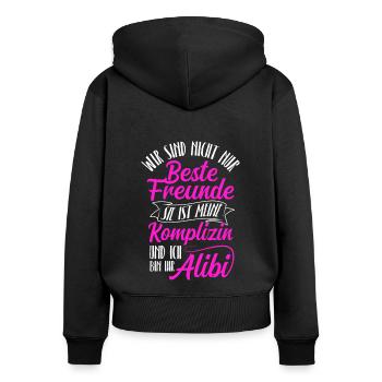 Beste Freundin Komplizin & Alibi Geschenk Liebling - Frauen Premium Bio Zip Hoodie - Schwarz - Hinten - Julia (174cm)