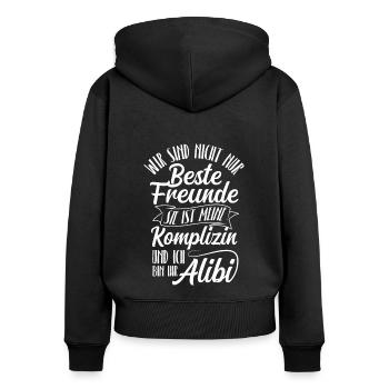 Beste Freundin Komplizin & Alibi Spruch Beste Freu - Frauen Premium Bio Zip Hoodie - Schwarz - Hinten - Julia (174cm)