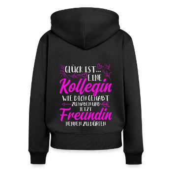 Kollegin Geschenk Arbeit Job Kolleginnen Spruch - Frauen Premium Bio Zip Hoodie - Schwarz - Hinten - Julia (174cm)