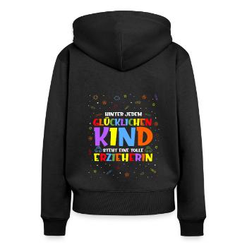 Erzieherin Kita Kiga Kindergarten Tagesmutter Supe - Frauen Premium Bio Zip Hoodie - Schwarz - Hinten - Julia (174cm)