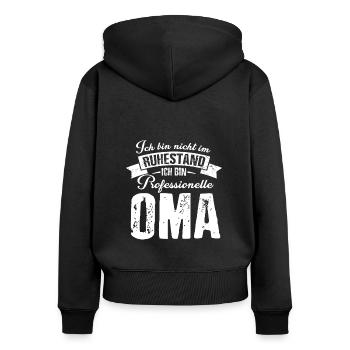 Professionelle Oma Ruhestand Rente Oma Beste Grand - Frauen Premium Bio Zip Hoodie - Schwarz - Hinten - Julia (174cm)